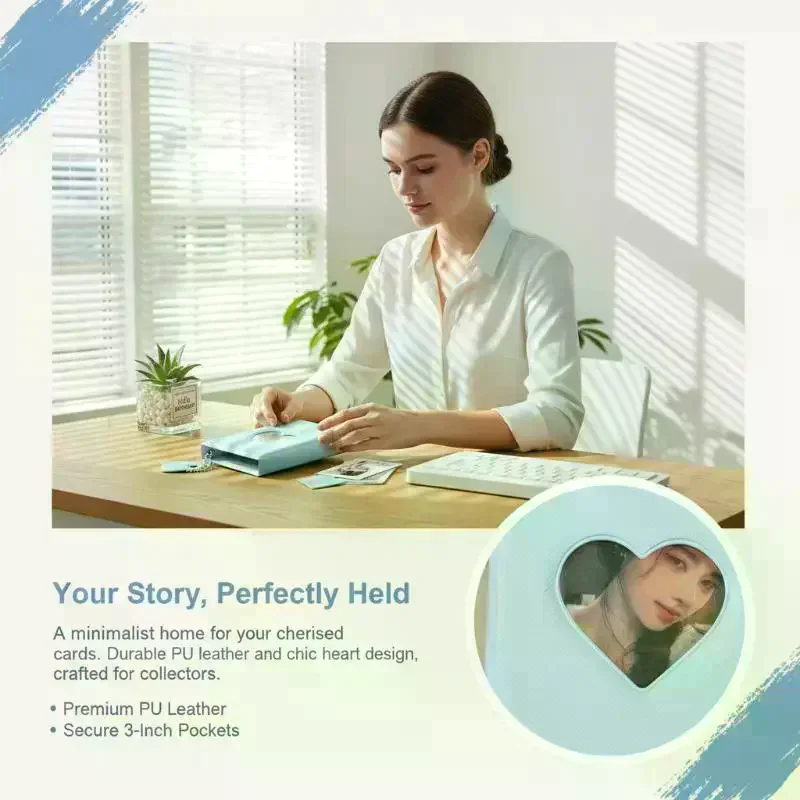 Heart Hollow Design Photocard Holder 3 Inch 40 Pockets Portable Photo Album for Anniversary Small Photo Keepsake Storage