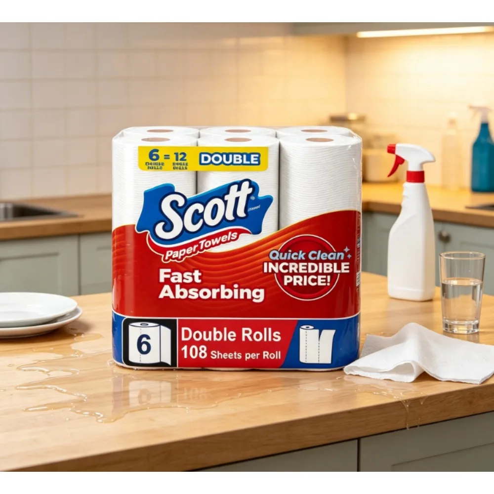 Scott Paper Towels, Choose-A-Sheet, 6 Double Rolls