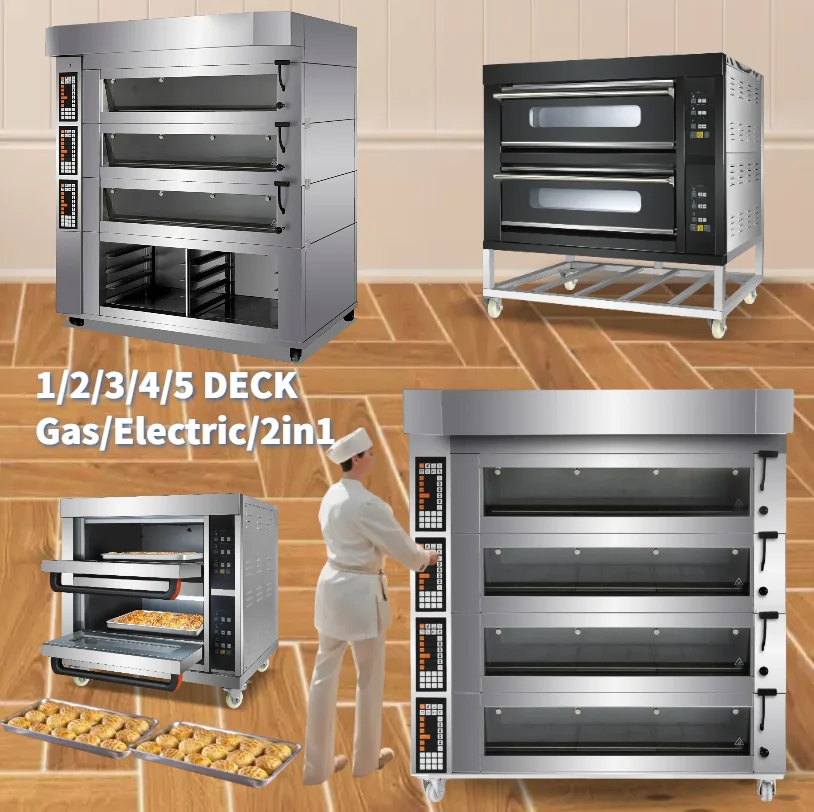 Hot style competitive  pizza 4 2 3 decks 4 6 9 trays deck oven for baking machine bakeri bread gas and electric cake