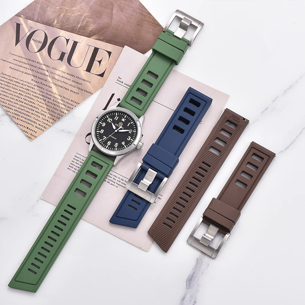 FKM Fluororubber Hight Quality Watchband 20mm 22mm Quick Release Waterproof Diving Strap 5mm Thick For Each Brand Diving Watches