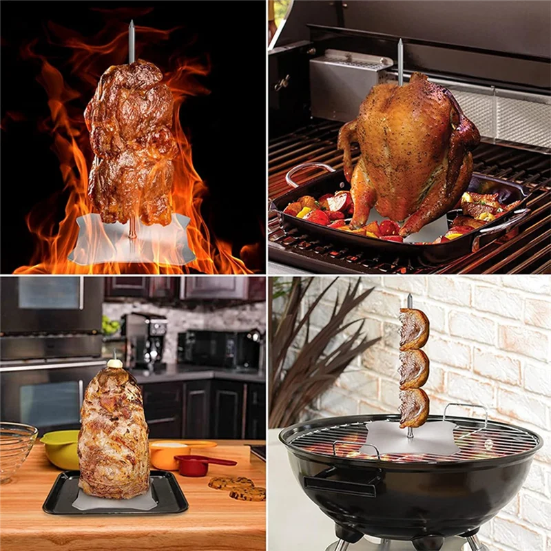 B38B-Stainless Steel Vertical Meat Spit BBQ Skewer Stand For Enjoyable Indoor And Outdoor Grilling Experiences