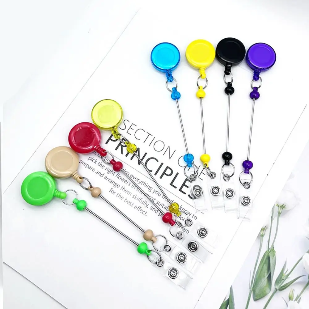 Hospital Use Beadable Retractable Badge Reel Blank Bar Name Tag ID Badge Holder Belt Clip Work Card Easy Pull Buckle Jewelry DIY