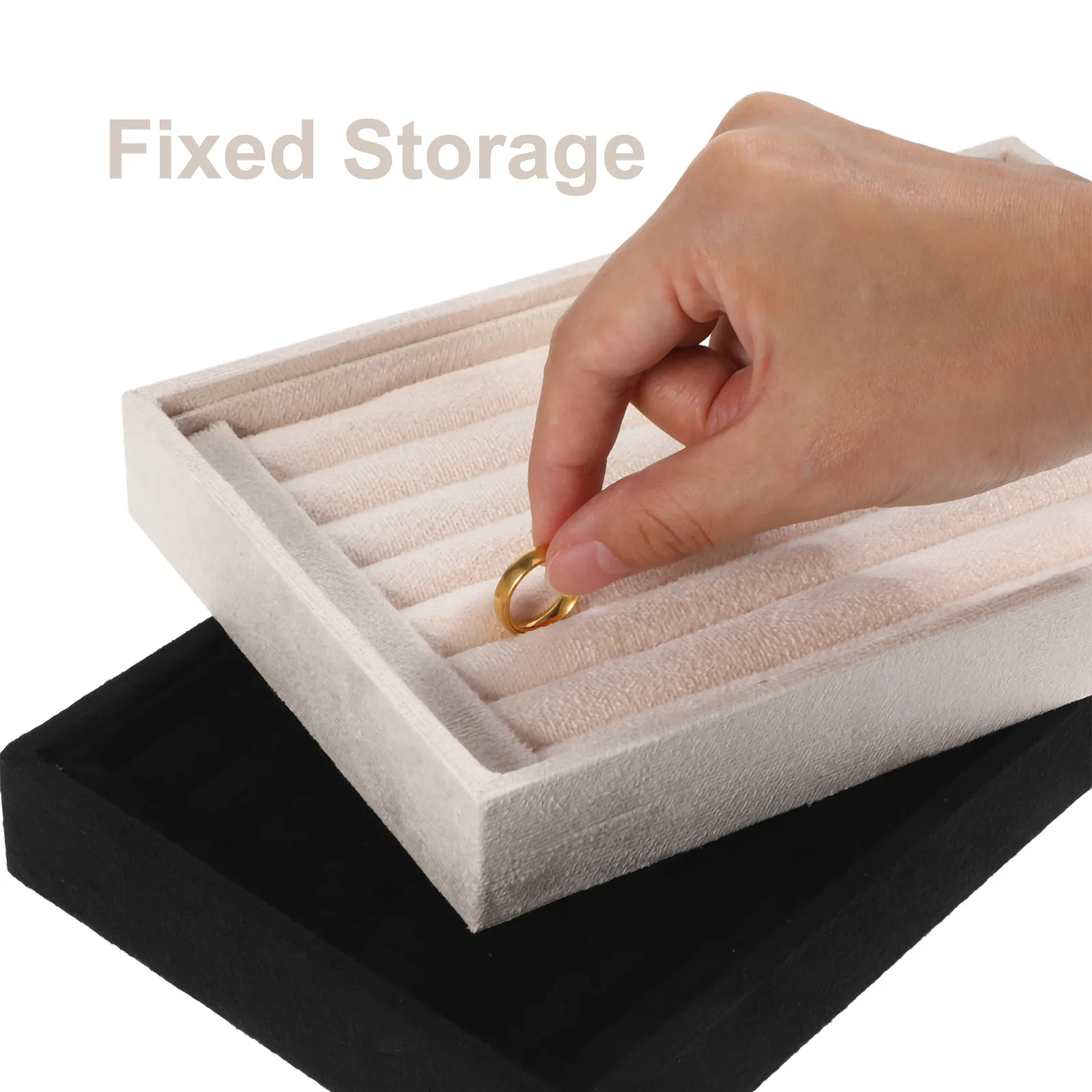 2Pcs Stylish Jewelry Display Tray for Rings Earrings Pendants Space Saving Stackable Trinket Organizer Home Store Photography