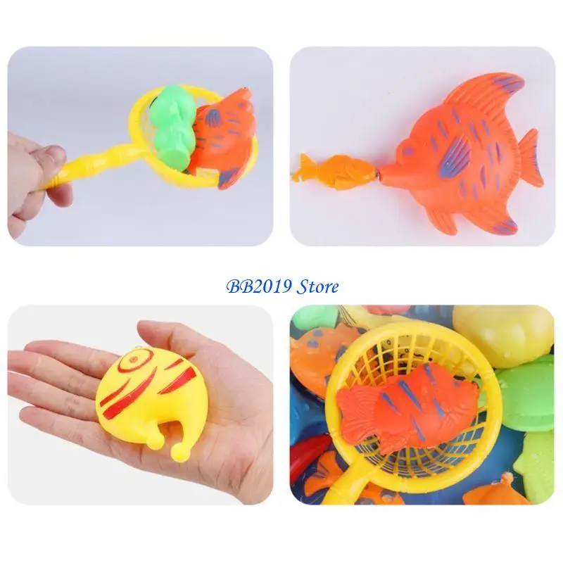 Q0KB 30/52 Pcs Fishing Plastic Fish Rod Set Kids Playing Water Gifts