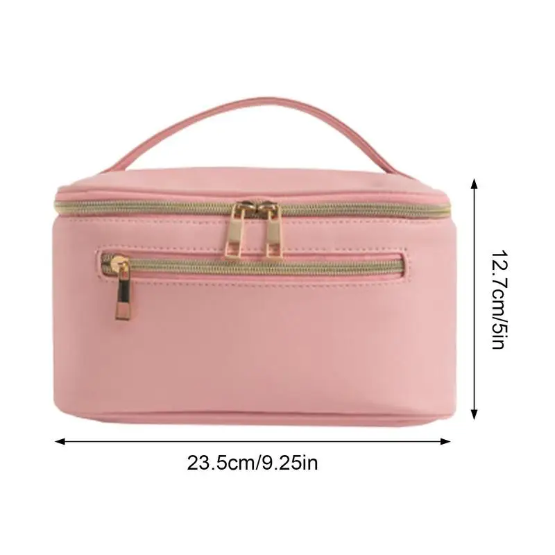 Borsa per il trucco in pelle borsa per l\'organizzatore del trucco borsa da viaggio cosmetica in pelle PU borsa da toilette impermeabile borsa per la