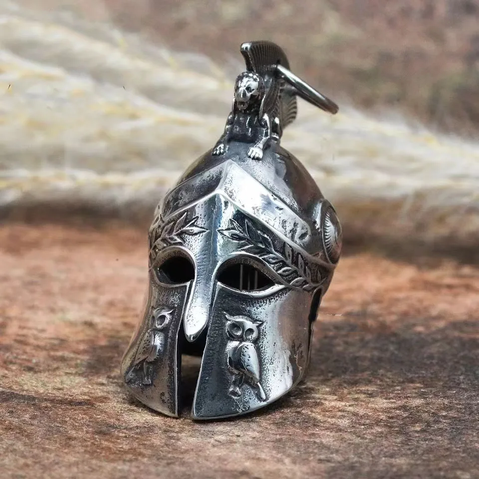 

Spartan Mask Bell Key Chain Men's Motorcycle Riding Exorcist Accessories