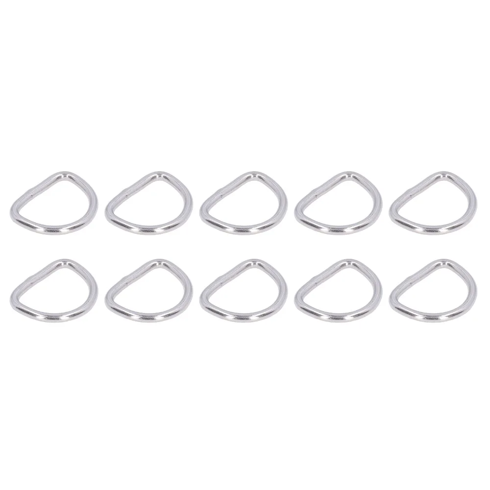 10 Pcs 304 Stainless Steel D Ring Heavy Duty Solid Metal Welded D Ring Smooth Welding Solid Metal Rings