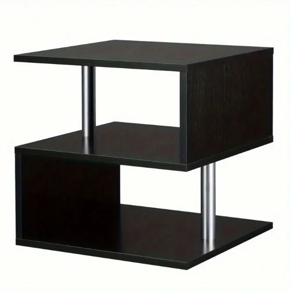 

2nd Floor Modern Side End Coffee Table, Storage Shelves, Living Room Furniture with Open Tabletop, Suitable for Entrance,
