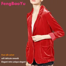 Fengbaoyu-Silk Velvet Jacket Lady, Original Design, Vertical Temperament, Purple Blouse, Luxury High-end Clothes, Spring, Autumn