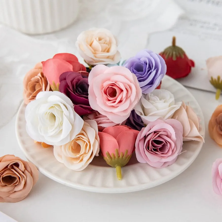 

Artificial Flower 10Pcs Silk Rose Heads Hot sales Christmas Garden Arches wall Home Vase Wedding Bouquet Decoration DIY gift box