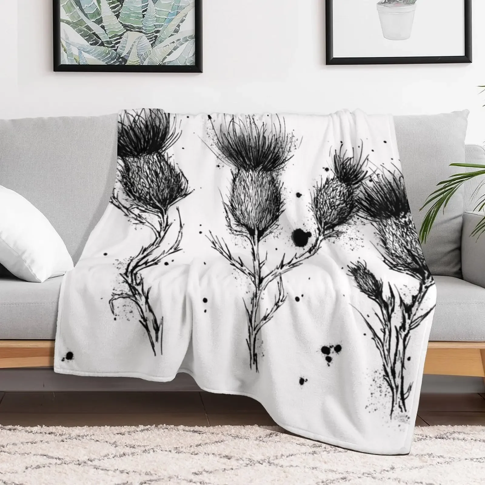 Scotland Ink Symbol Thistle Throw Blanket Heavy Comforter Weighted Blankets