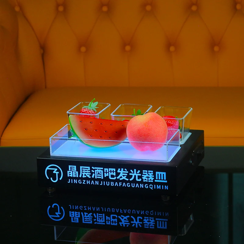 

Rechargeable LED Luminous Fruit & Snack Tray Decorative Lighting Food Service Plate for Nightclub Bar