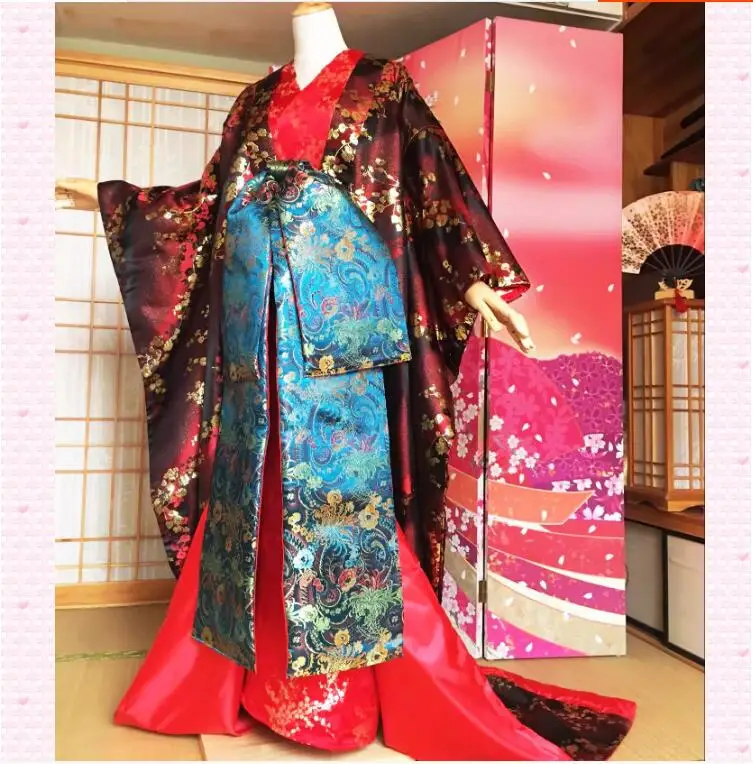 Japanese Kimono Traditional Kui Costume COS Hanfu Stage Performance