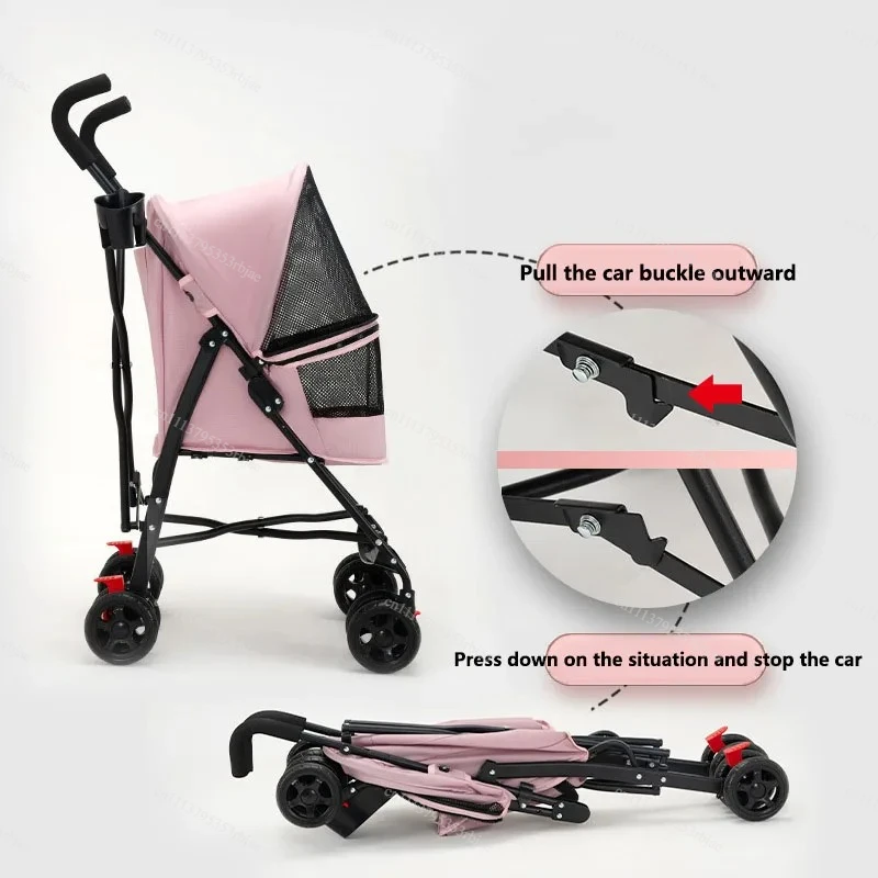 Foldable Pet Stroller Multifunctional Dog Cat Cage Jogger Stroller Outdoor Pet Gear Puppy Kitty Stroller All-Season Pet Carrier