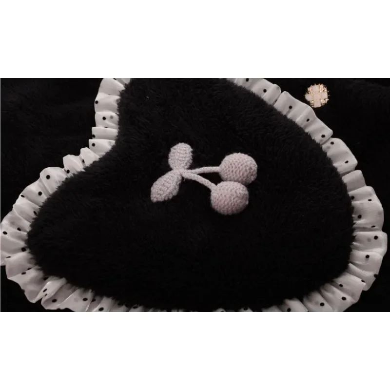 2024 New Pajama Women's Premium Sense Coral Fleece Thickened Sleepwear Warm Homewear Set Doll Collar Falbala Loose Loungewear