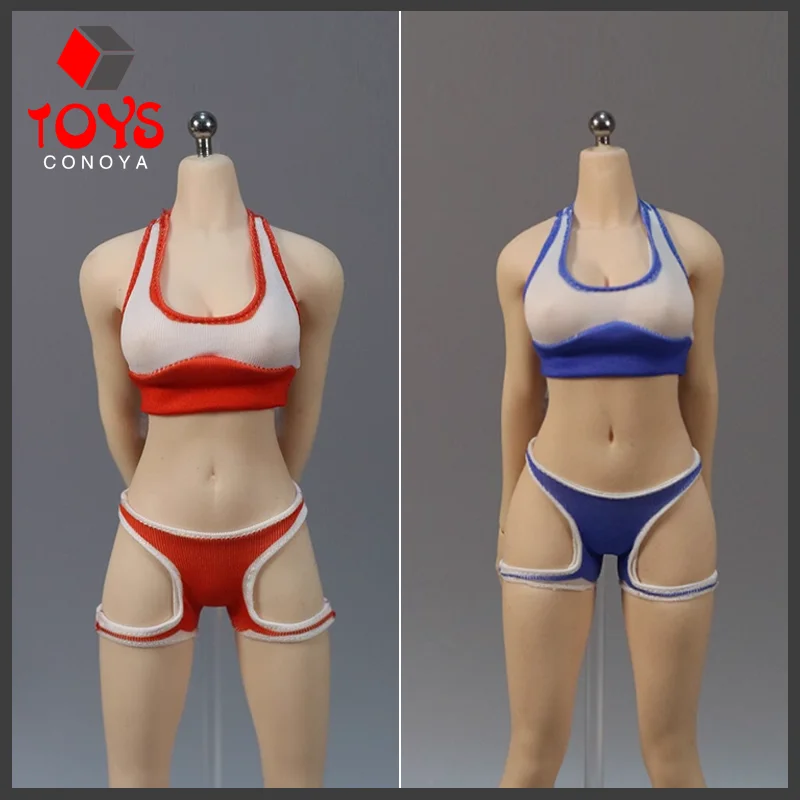 DMTOYS-Ensemble maillot de bain bikini, échelle 1/6, vêtements rouge/bleu, modèle adapté 12 "TBL42, femme soldat, figurine d'action, poupées corporelles