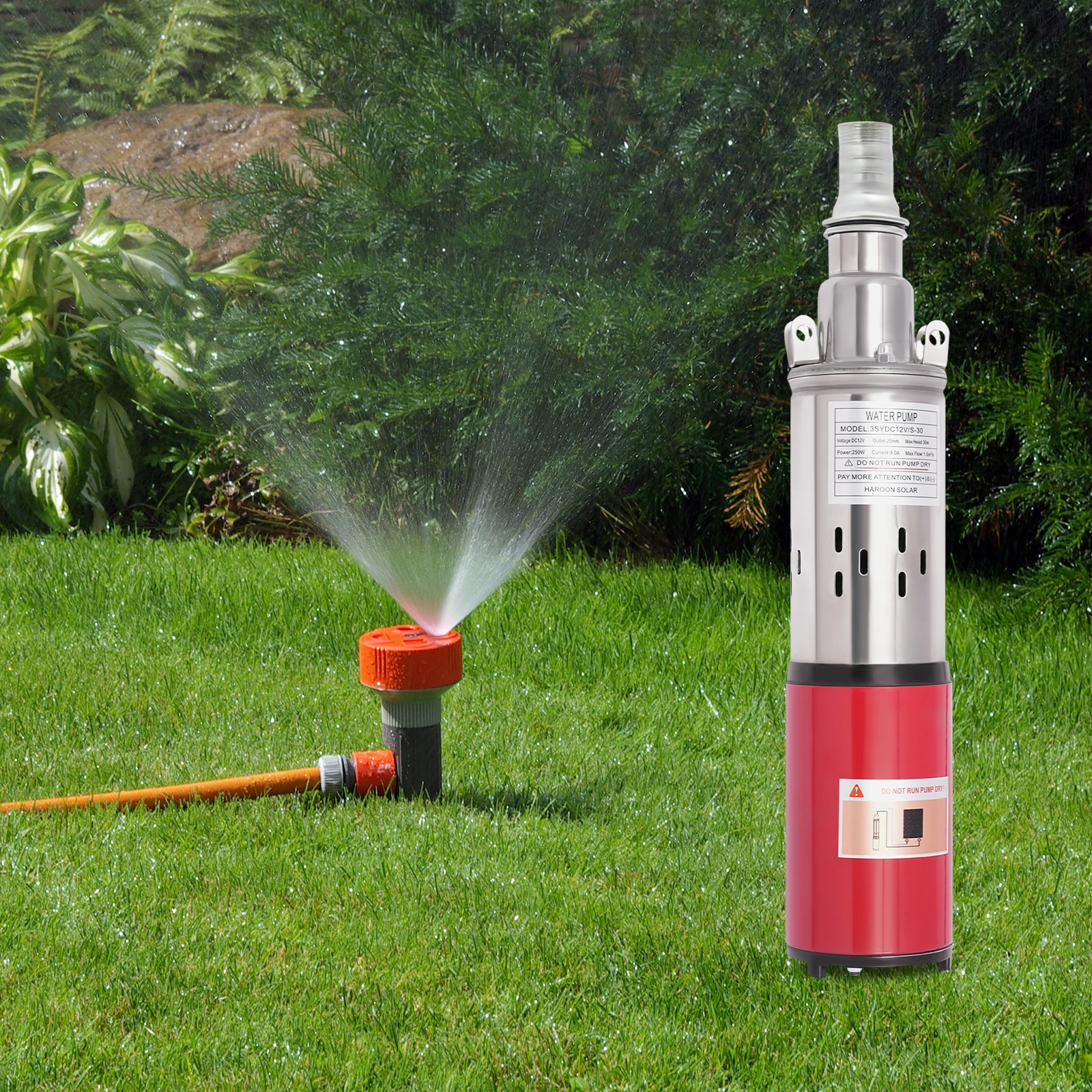 Stabiele zilveren en rode dompelpomp met ondersteuning van drie voet - 0,98 inch standaarduitlaat en eenvoudige reiniging, verticale installatie