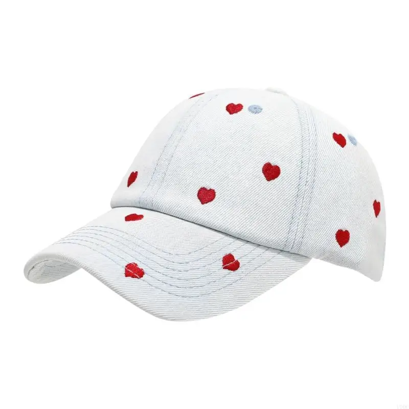 Fashion Heart Stitched Canvas Cap Unisex Soft Pleasant Outdoor Wear Y166