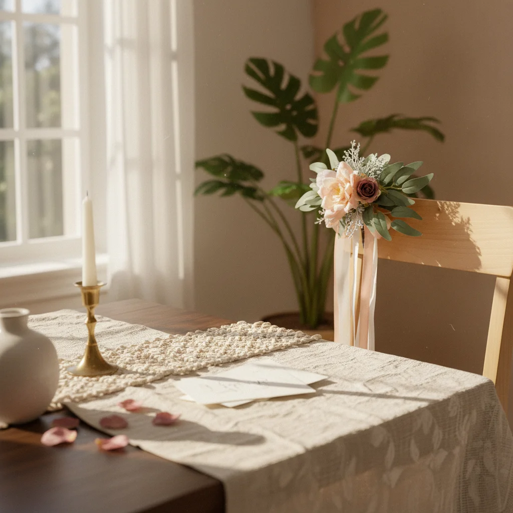 

Wedding Chair Flowers Easy to Use Chair Back Floral Garland Ceremony Accessory Never Wilt Eucalyptus Leaves for Brides