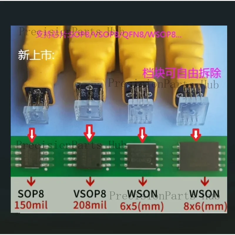 2026 TSSOP8 MSOP8 QFN8 SOIC8 SOP8 MIL Probe Line For EEPROM 93CXX/25CXX/24CXX For USB Programmer TL866 RT809F RT809H CH341A