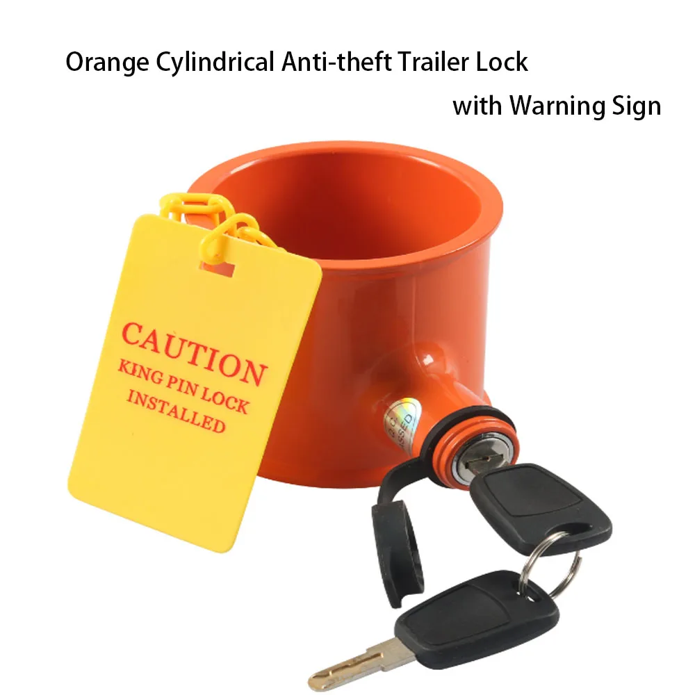 Orange Cylinder Anti-Theft Trailer Pin Lock Warning Sign For RV Caravan Semi-Trailer Hitch Insert Security Lock Accessory