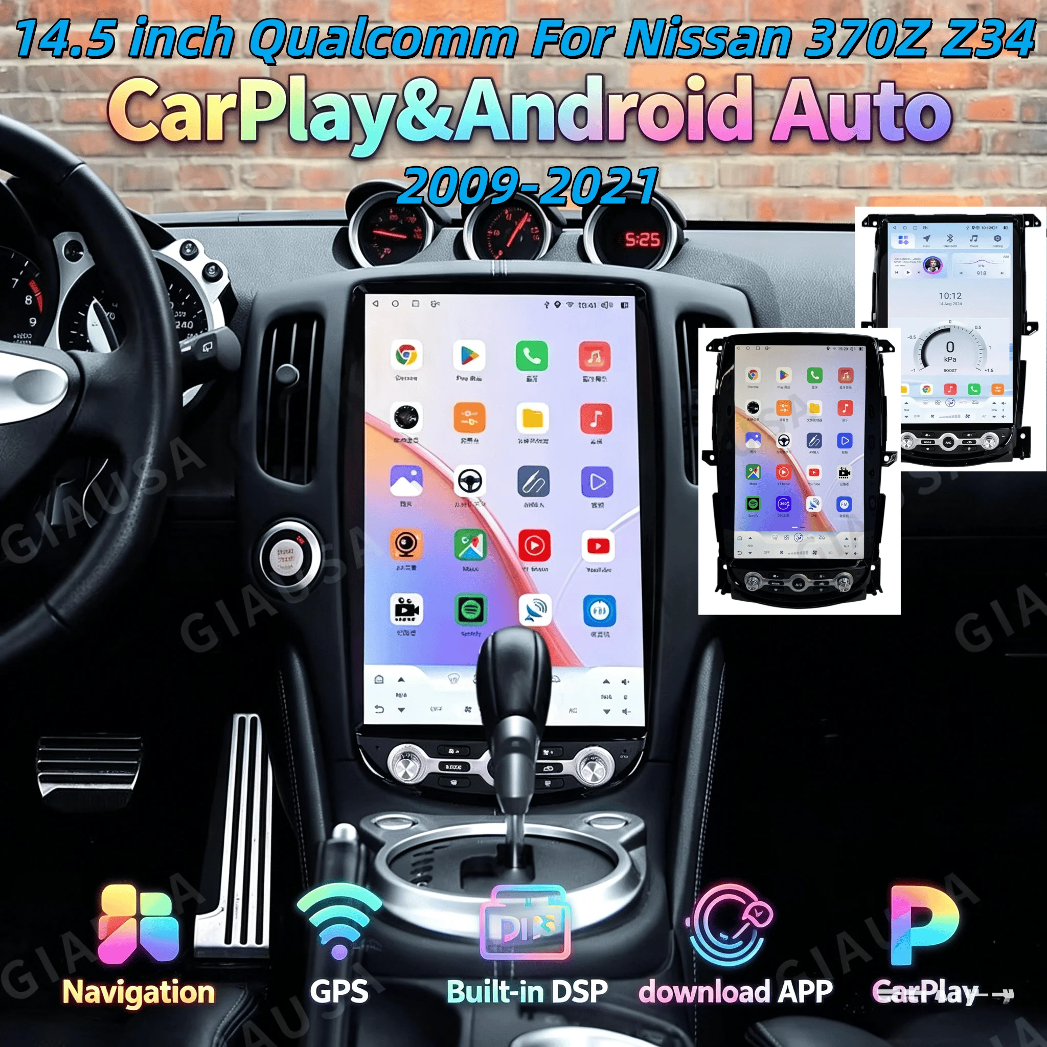 

14.5" Android 13 Qualcomm For Nissan 370Z Z34 2009-2021 CarPlay Multimedia Player Stereo Receiver Radio Head Unit Stereo DSP BT