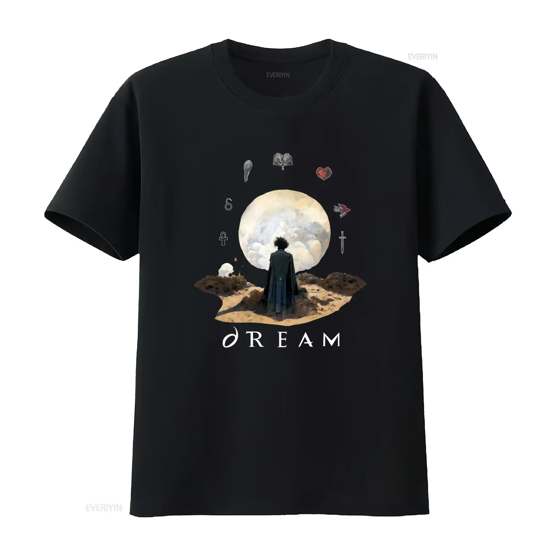 The Sandman T Shirt Endless Dream Fit Neil Gaiman Morpheus Print Casual vintage Washed Soft homme streetwear fashion Stylish