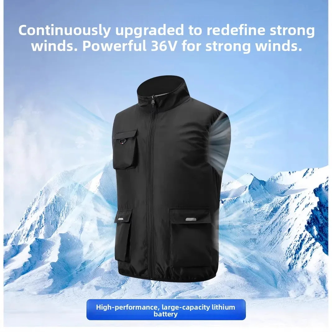 

Men's Cooling Fan Vest Sleeveless USB Rechargeable Air Conditioning Work Clothes with Reflective Strips Summer Outdoor Fishing