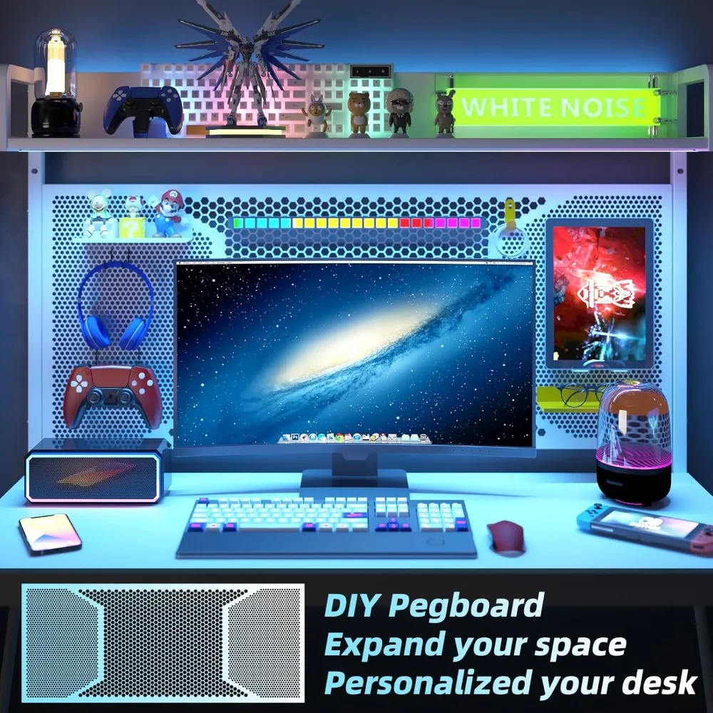 Compact Gaming Desk with Storage Shelves - 39 Inch Modern Desk for Home Office and Study Space