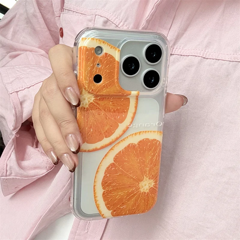 

Simple Cute Orange Pattern Phone Case For iPhone 17 Pro 15 14 16 Pro Max Cover Shockproof Protective Cases Lovely Funda For 15Pr
