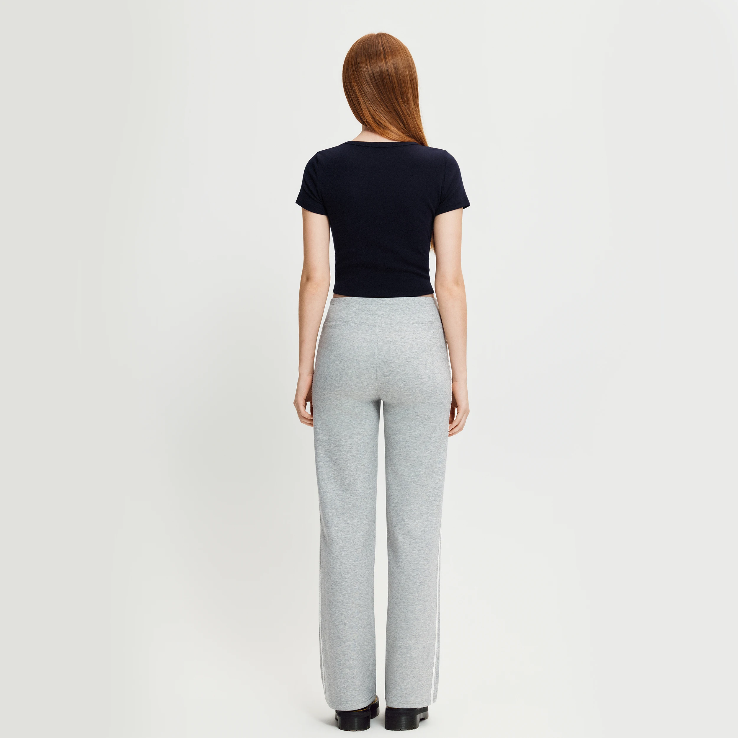 YESCCI Flare Sweatpants Woman Autumn New Seamless Wide Elastic Waist Side‑Stripe Women's Pants Casual Daily Outfits S56541344