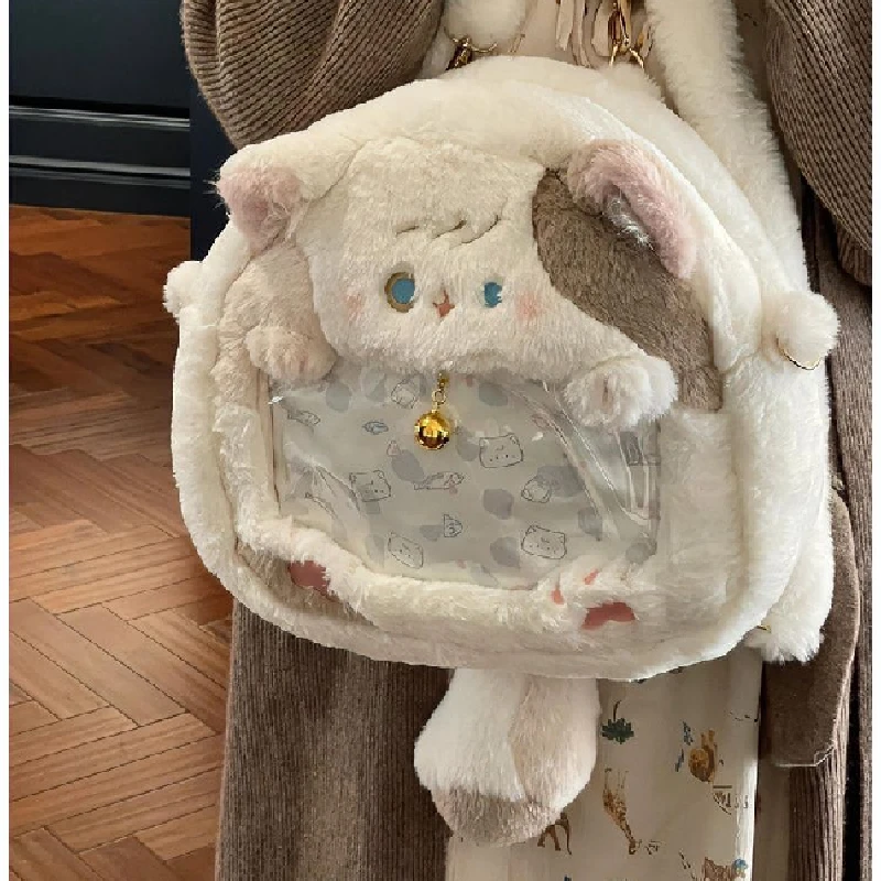 

Пушистый Itabag японский стиль Y2k рюкзак с котом милая школьная сумка Kawaii прозрачные сумки Ita модные плюшевые рюкзаки с героями мультфильмов 2025