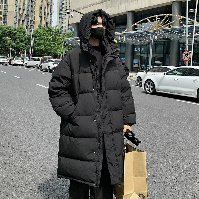 Winter Donsjack Mannen Warm Mode Oversized Verdikte Lange Jas Mannen Koreaanse Kleding Losse Dikke Capuchon Heren Parker S-3XL