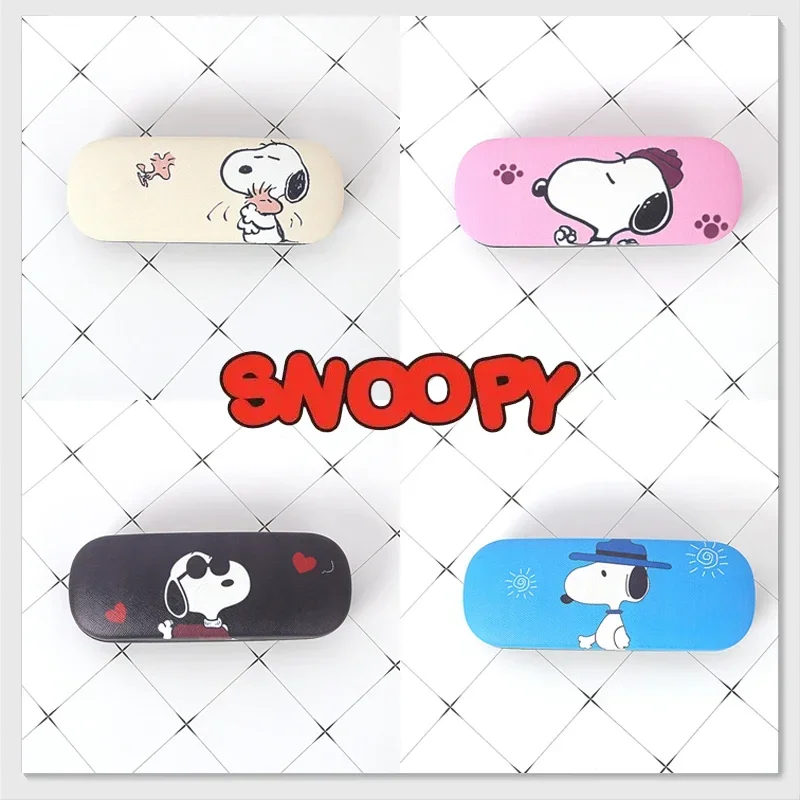 Snoopy Glasses Storage Box PU leather Eyewear Cases Women Portable Cute Sunglasses Myopia Glasses Storage Box Accessories