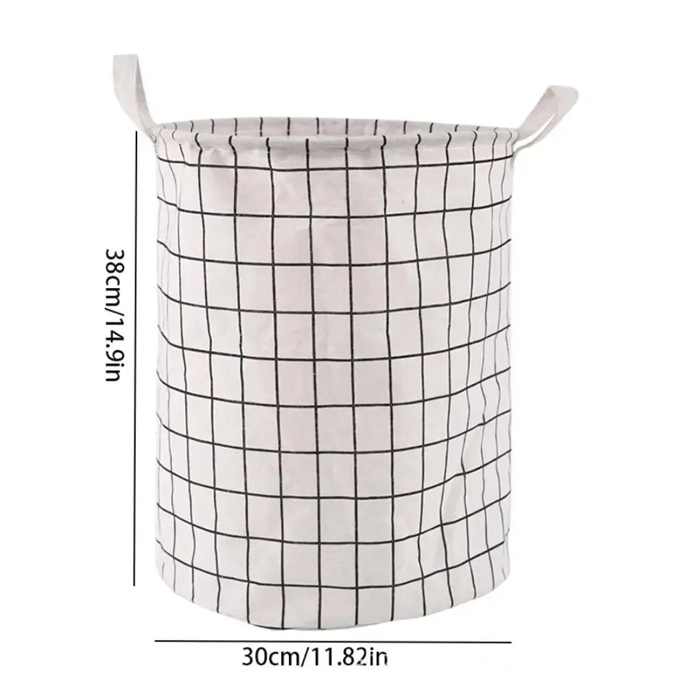 Household Dirty Clothes Basket Large Capacity Collapsible Plaid Fabric Toy Storage Bucket Storage Dirty Clothes Basket