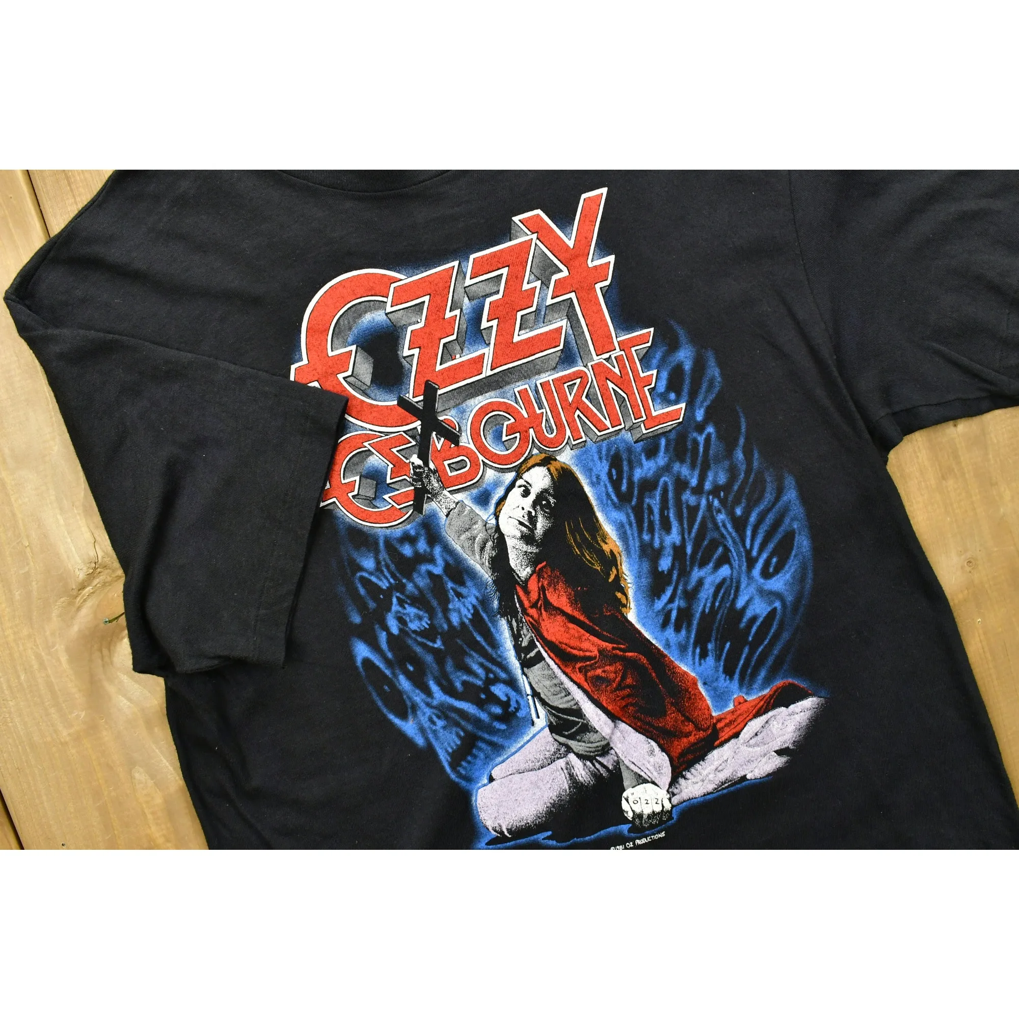 Ozzy Osbourne Blizzard of Ozz Graphic T-Shirt Men's Casual Cotton Tee with Vintage Rock Artwork Black Short Sleeve Round Neck