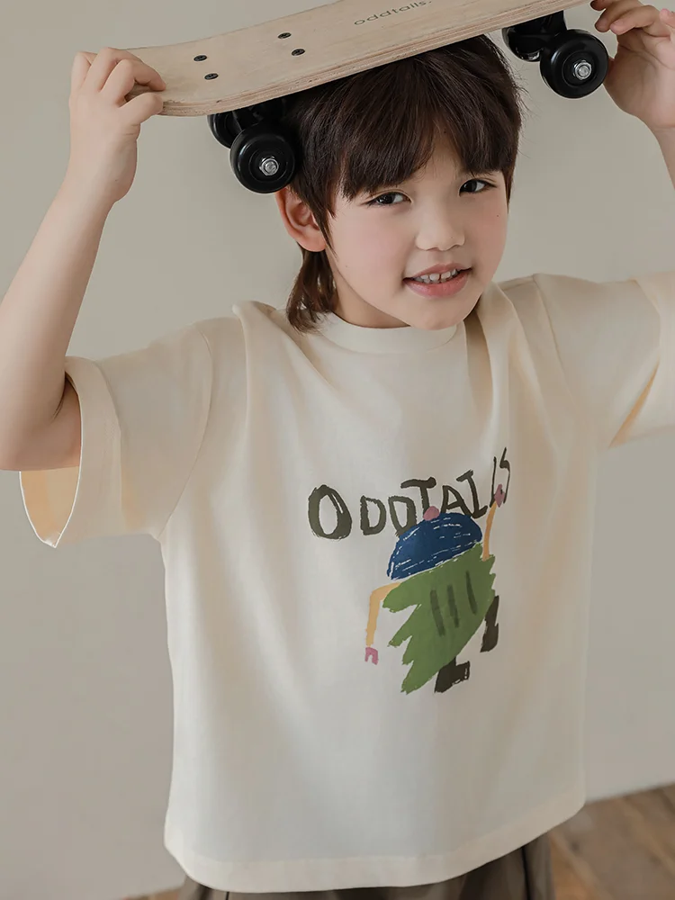 

2024 Summer Hot Sale Children's Clothing Funny Print Kids Clothes Boys Short Sleeve T-shirt High Quality Cotton Tops Tee Shirts