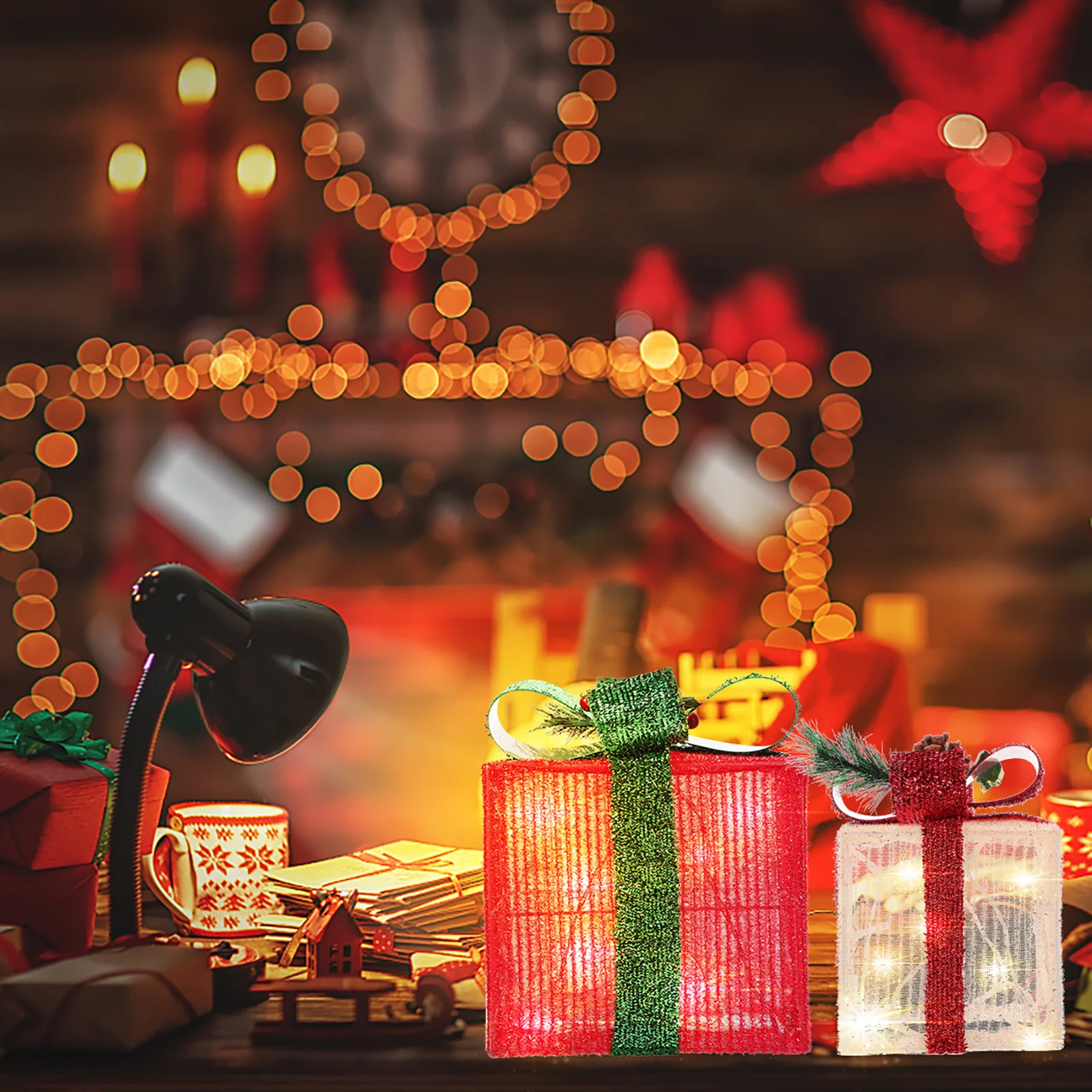 مصابيح سلسلة عيد الميلاد 3 تصميم صندوق هدايا قابل لإعادة الاستخدام صديقة للبيئة أضواء الزخرفية أضواء سلسلة LED لعيد الميلاد