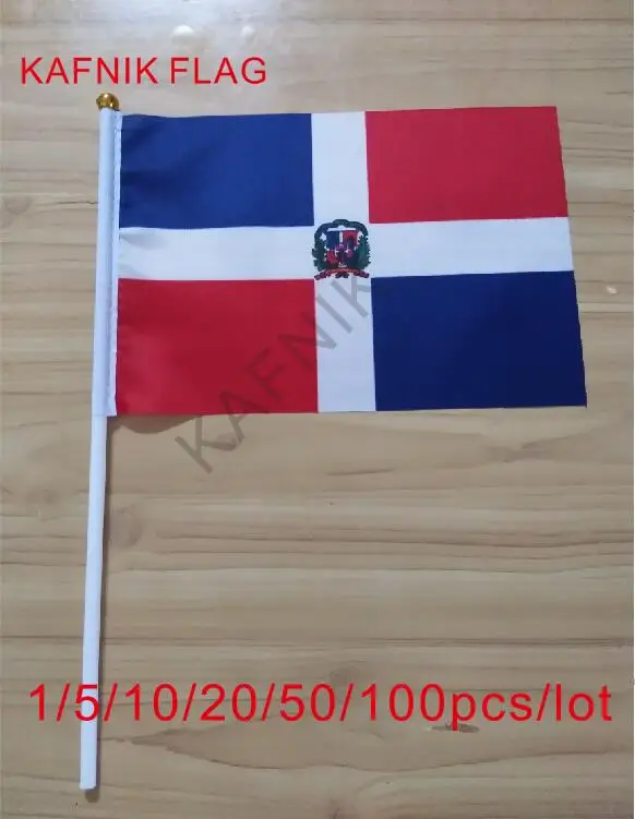 KAFNIK, 10/20/50/100pcs 14 * 21cm Dominican Republic Hand Flag Dominican Republic Hand Waving National Flag