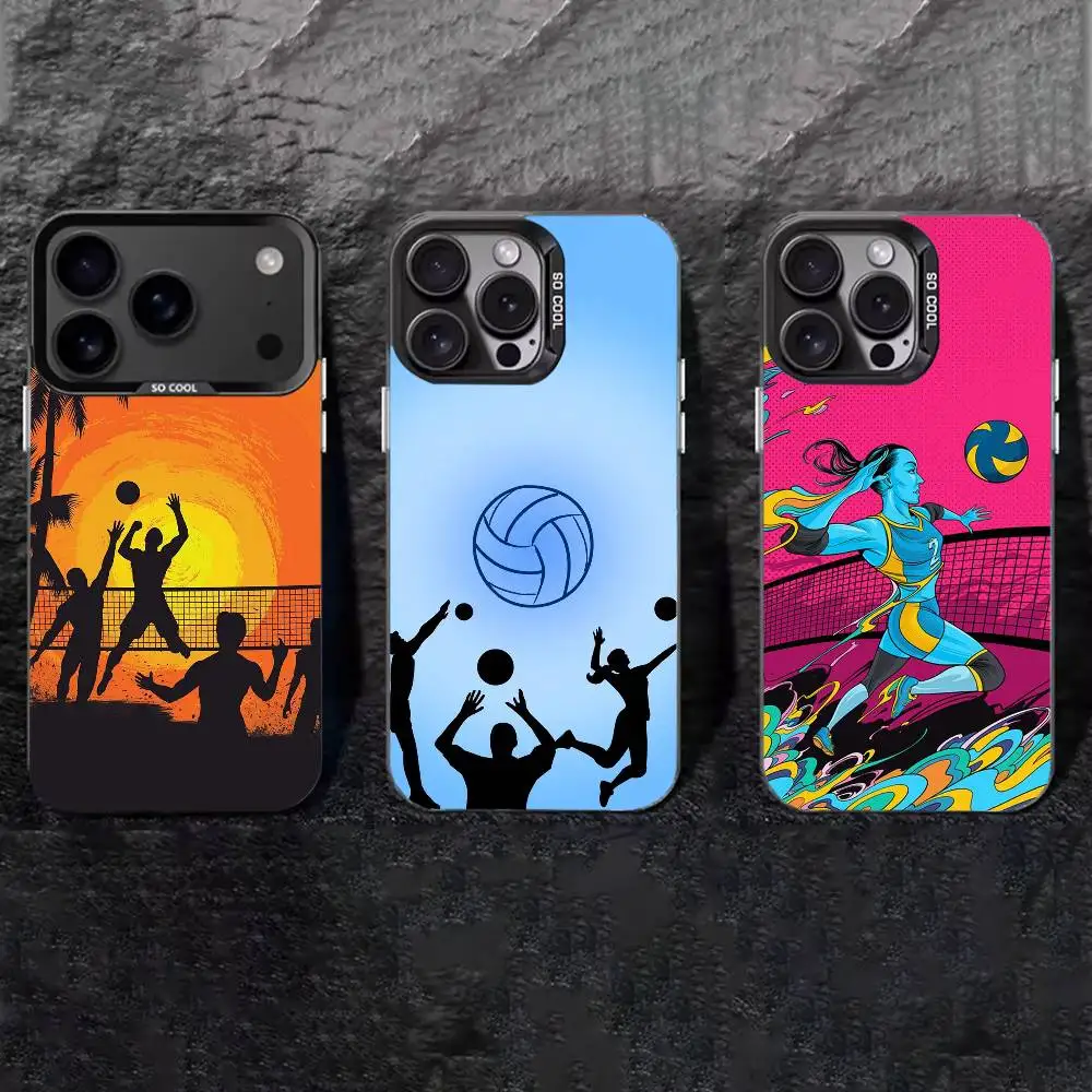 

V-Volleyball P-Painted Phone Case For iPhone 17,16,15,14,13,12,11 Plus,Pro Max,XS,Colored silver phone case
