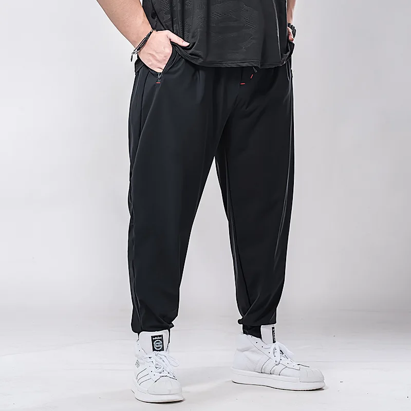 

Летние тонкие спортивные брюки из ледяного шелка, быстросохнущие, прямого кроя, повседневные, длинные, больших размеров, мужская одежда, легкие, дышащие