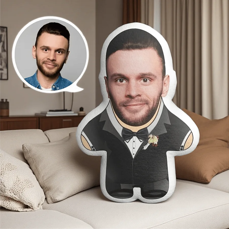 Creative Photo Custom Suit Man-Shaped Printed Plush Pillow Essential Valentine's Day Gift | Christmas Present