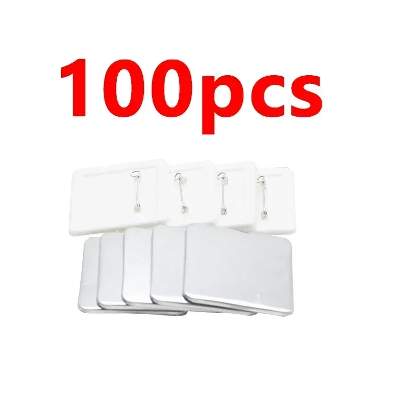 100 Uds. Insignia de hoja de plástico cuadrada 50x50mm imanes de nevera consumibles máquina de insignias DIY accesorios de materiales en blanco imán