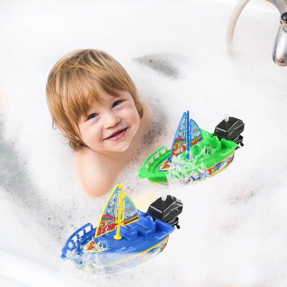 Kids Speed Boat Ship Wind Up Toy Bath Toys Shower Toys Float In Water Kids Classic Clockwork Toys for Children Boys Gift U4 O8S5