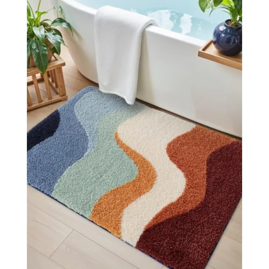 

Bathroom Rug Washable 24x36 Non Slip Bath Mat Absorbent Soft Plush Microfiber Bathmat Quick Dry for Shower Floor Colorful