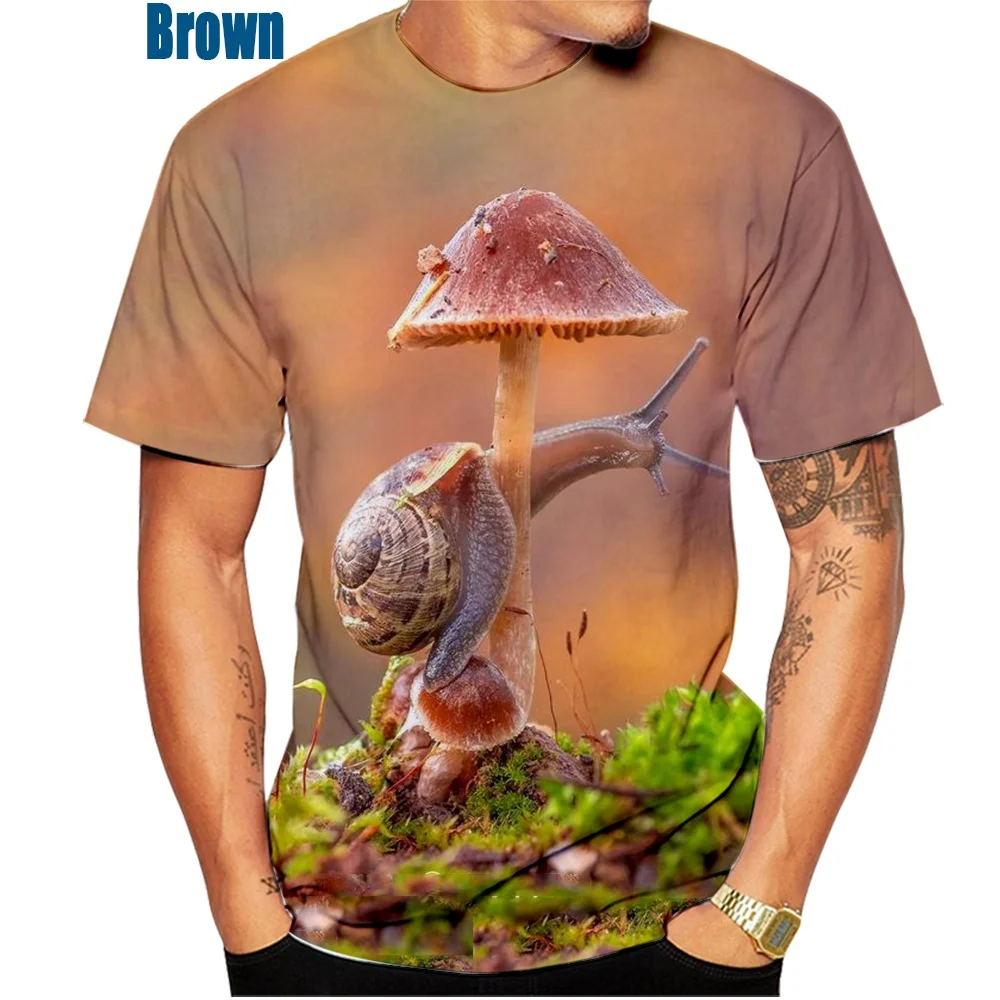 

2022 Funny Mushroom Pattern Men's Women's T-shirts Snail 3D Print Summer Fashion Tee Tops