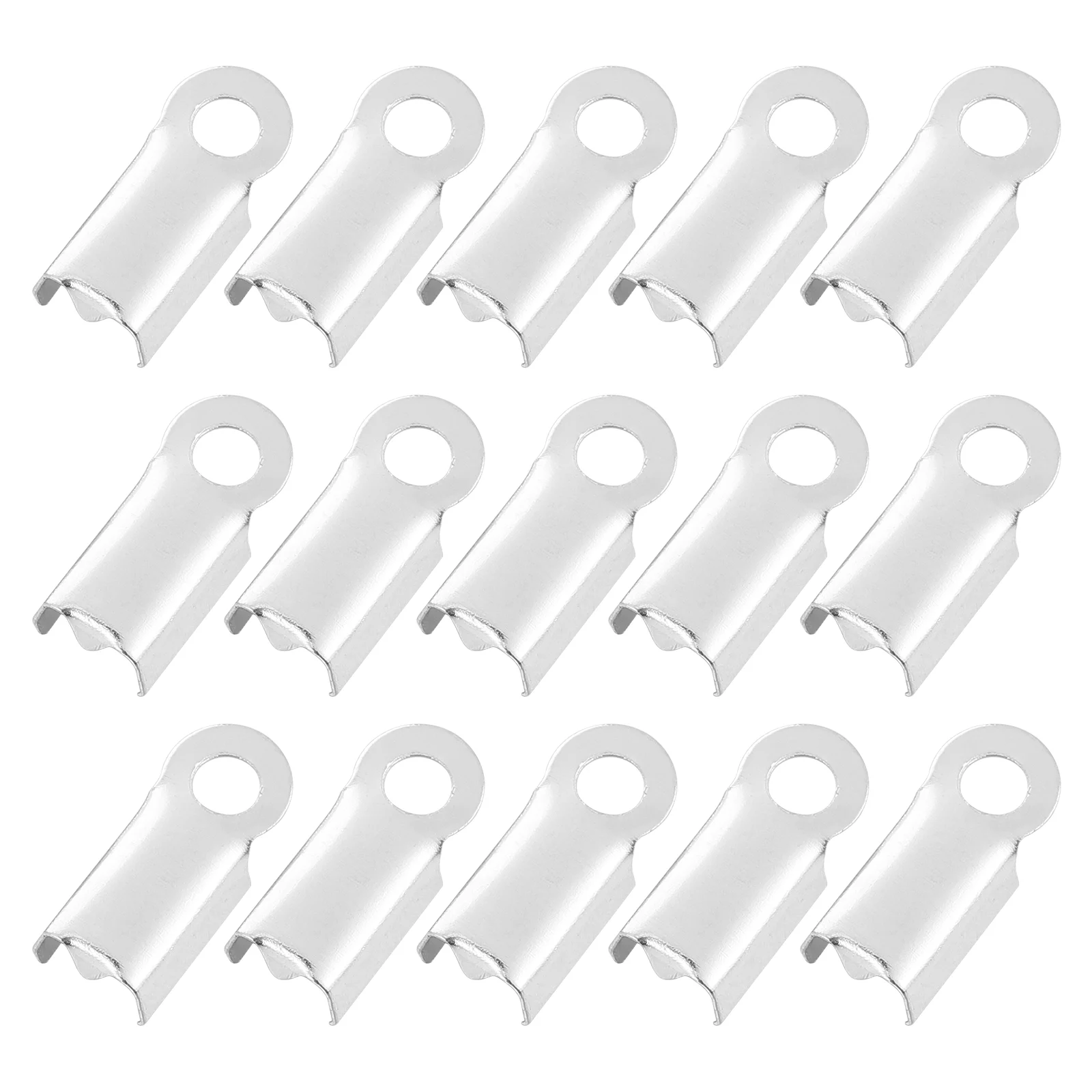 500 Pcs Ribbon Metal Clip Cord Clamps Ends Fold Necklaces Jewelry Kit Silver Crimp