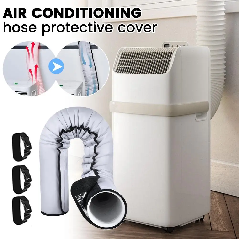 Air Conditioner Exhaust Hose Insulation Cover Waterproof Heat Duct Sleeve With 3 Adjustable Buckle Straps Fit 5 Inch & 5.9 Inch