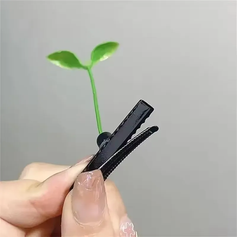 10 Stück süße Artefakte, lustige kleine Sojasprossen mit Gras-Haarspangen, die an ihren Köpfen wachsen, sprießen, Gras-Haarspange, Kopfbedeckung – Detail 3