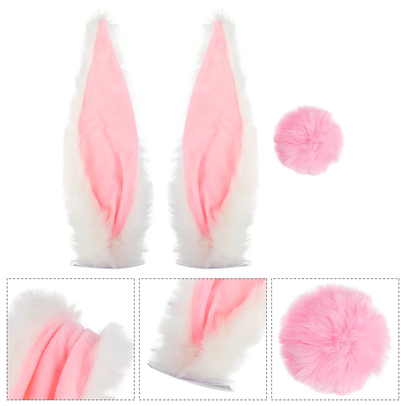 Automatic Towel Rack Plush Cartoon Ears Rattan Motorbike Bunny Pink Faux Rabbit Fur Miss Pearl Wrist Chain